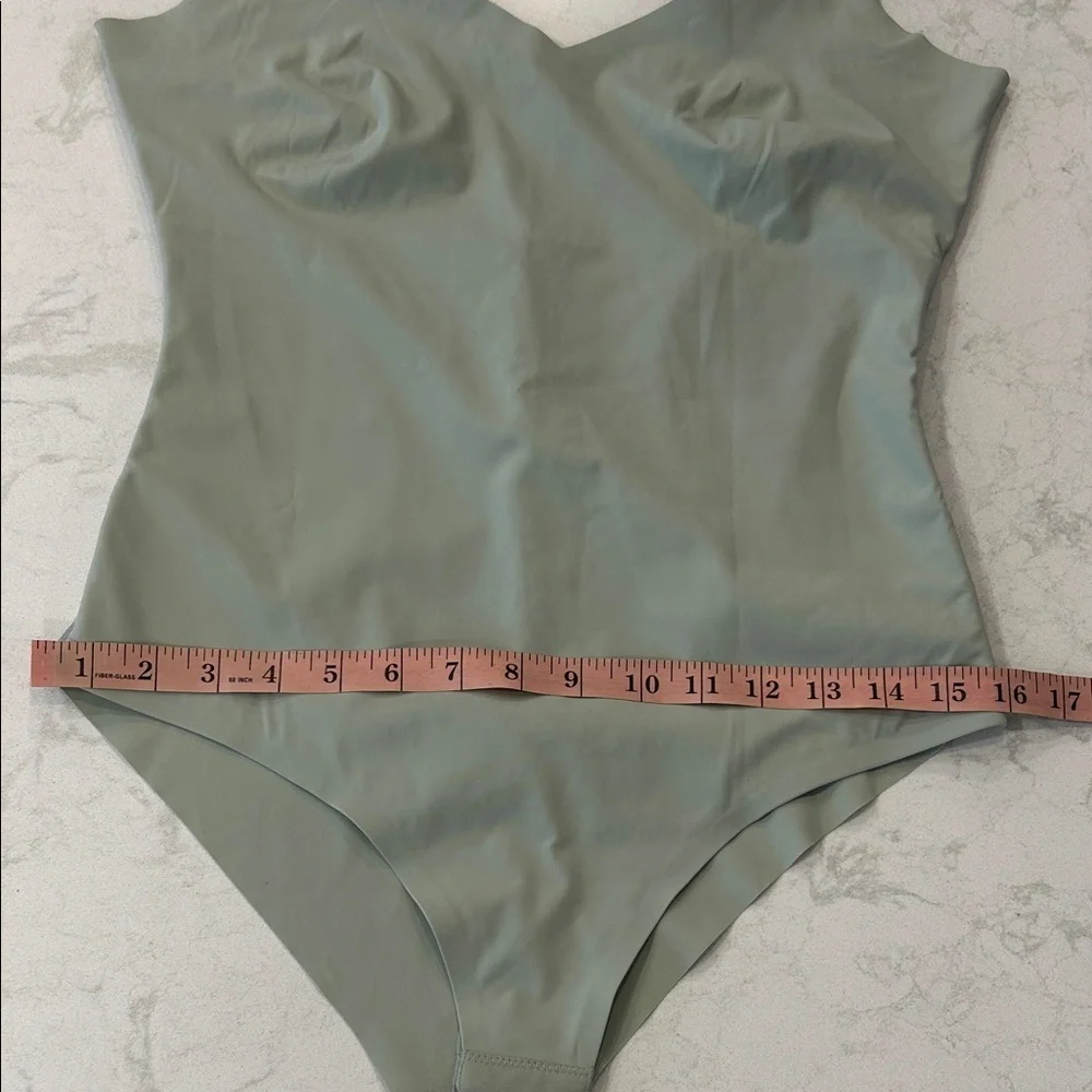 Pinsy Bonded Spaghetti Shapesuit‎ V-Neck Cheeky Shapewear Sage Green Large